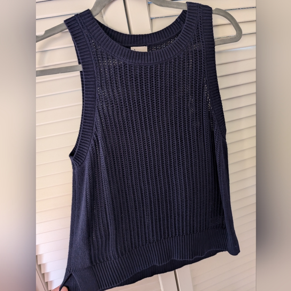 Navy Blue Sleeveless Knit Top
